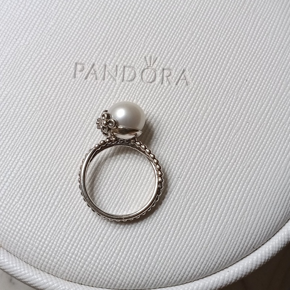 Pandora Jewelry - Pandora Vintage Stirling Silver Real Pearl, CZ Garden Odyssey Ring